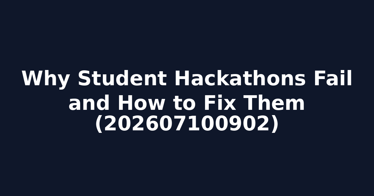 Why Student Hackathons Fail and How to Fix Them (202607100902)