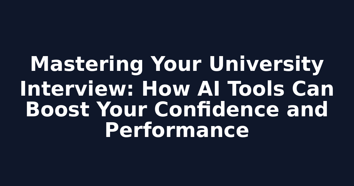 Mastering Your University Interview: How AI Tools Can Boost Your Confidence and Performance