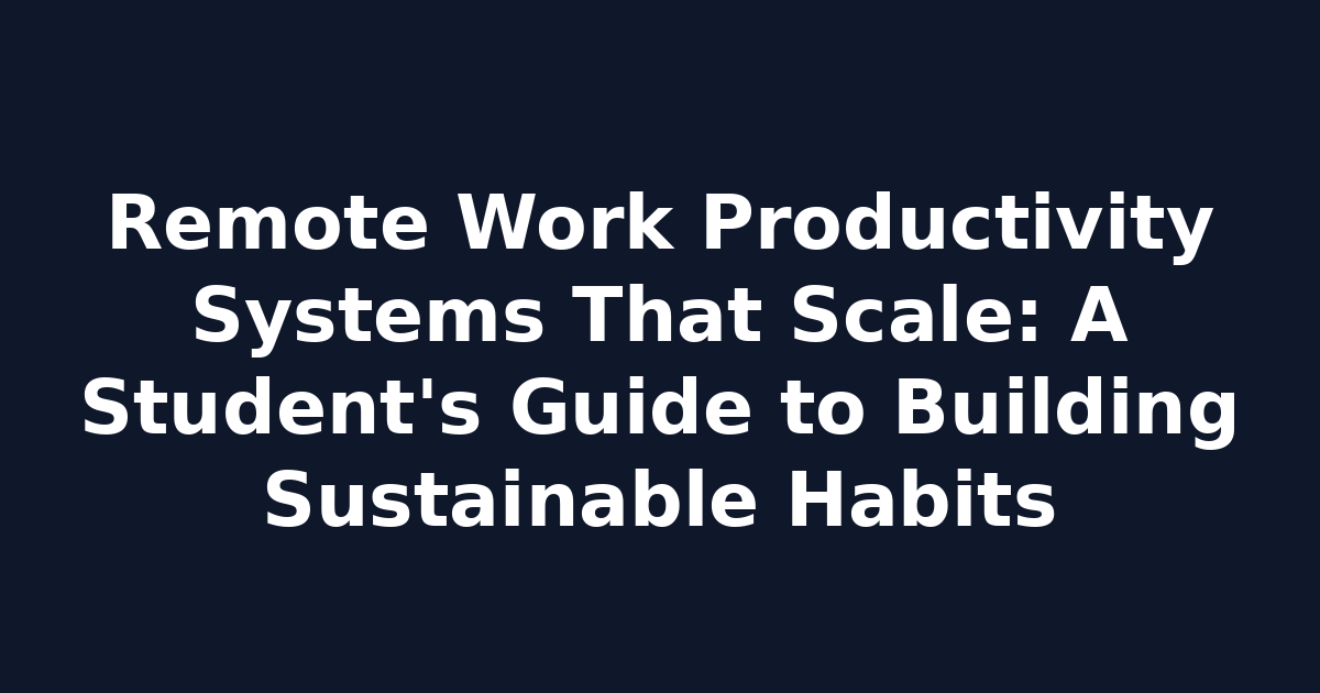 Remote Work Productivity Systems That Scale: A Student's Guide to Building Sustainable Habits