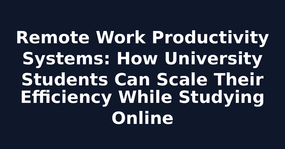 Remote Work Productivity Systems: How University Students Can Scale Their Efficiency While Studying Online