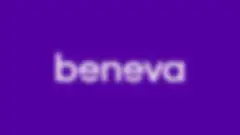 Beneva in white text on purple background