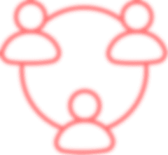 Icon of three people figure outlines connected by a circle