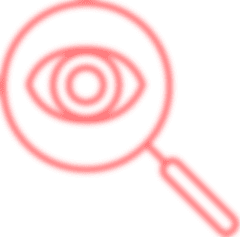 Icon of magnifying glass with an eye in the center