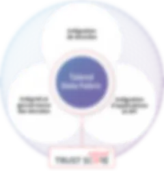 Diagramme de Talend Data Fabric : intégration, intégrité et gouvernance des données, intégration des applications et API, et Talend Trust Score