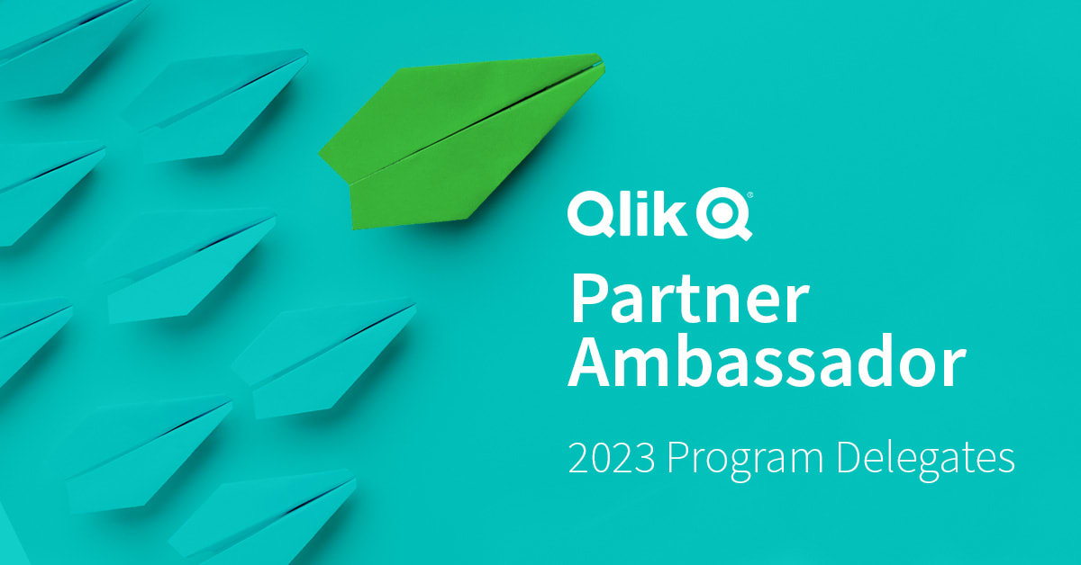 Image of paper leaves with Qlik company logo and text that reads "Partner Ambassador - 2023 Program Delegates"