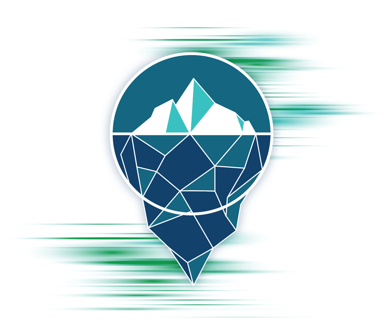 Stylized image of Apache Iceberg with motion lines behind it