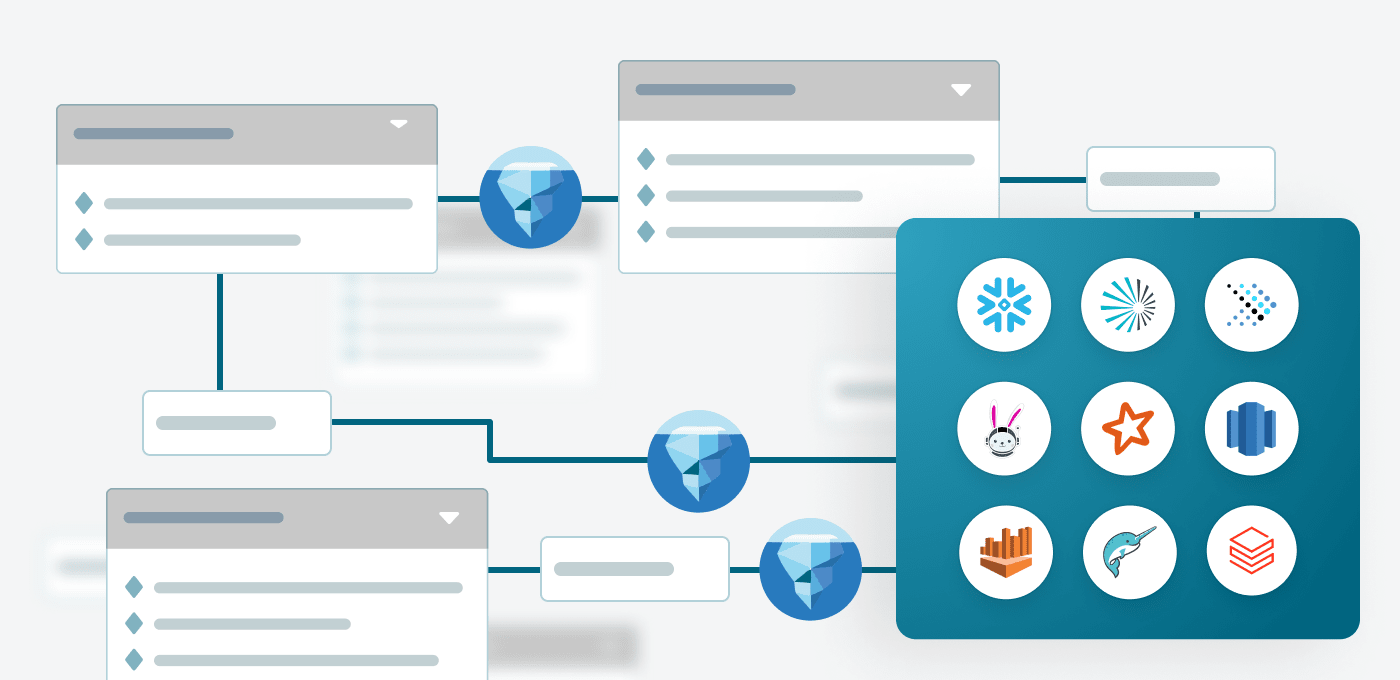Various cards of non-written content culminating in a block of logos