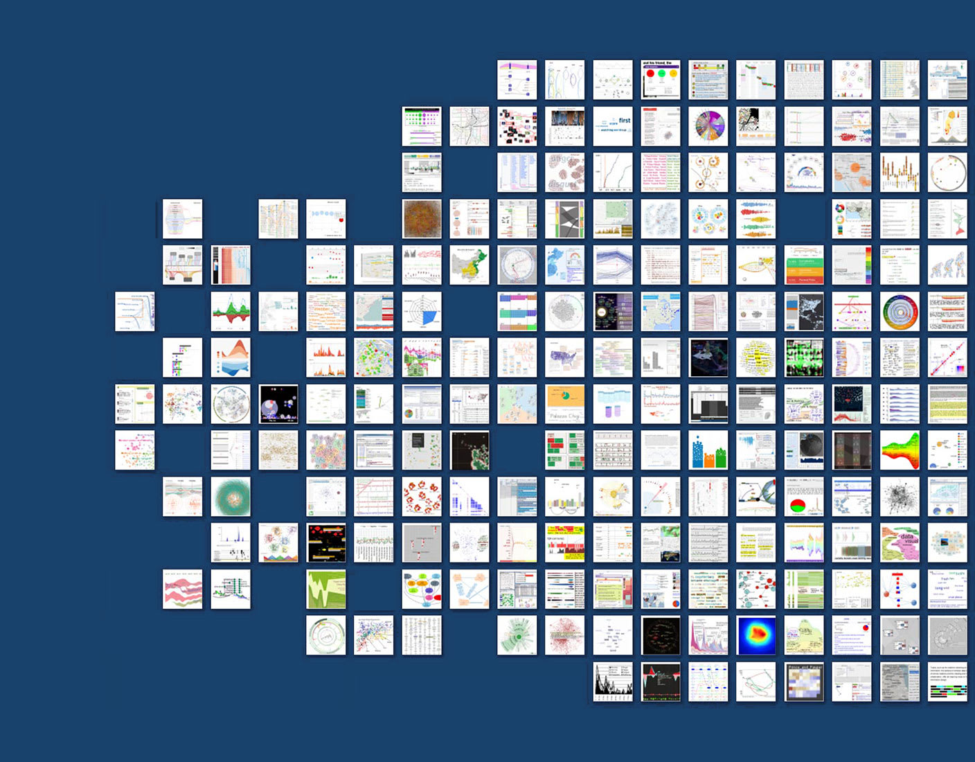 A mosaic of hundreds of tiny images representing the many ways visualize data