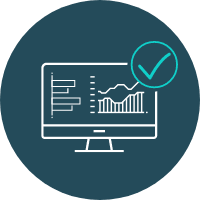 Icon of a computer monitor with a checkmark