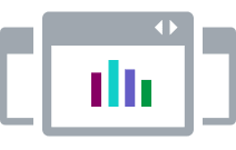 Illustration of colorful, bar chart on a browser window.