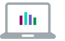 Illustration of a colorful bar chart on a laptop screen.