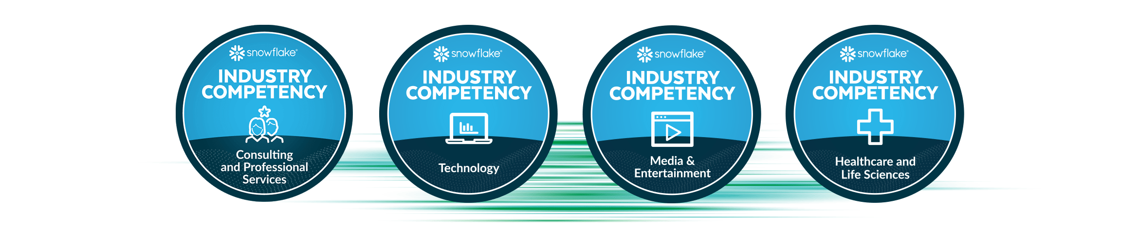 Qlik holds Snowflake industry competency in Consulting and Professional Services, Technology, Media and Entertainment, Healthcare and Life Sciences, and Financial Services