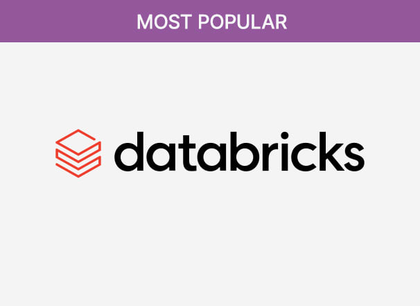 Databricks logo appears below a banner labeled "MOST POPULAR.