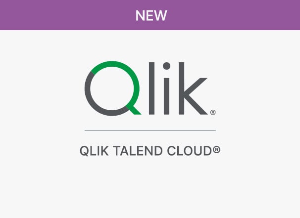 Qlik logo in large letters. Below it reads "QLIK TALEND® CLOUD" against a light gray background.