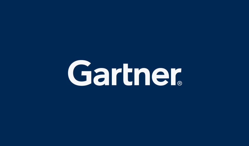 Gartner company logo overlayed on an abstract background