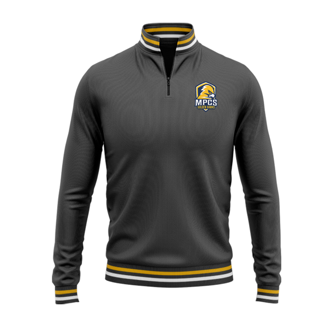 MPCS Athletics 1/4 Quarter Zip Dark Grey with Stripes