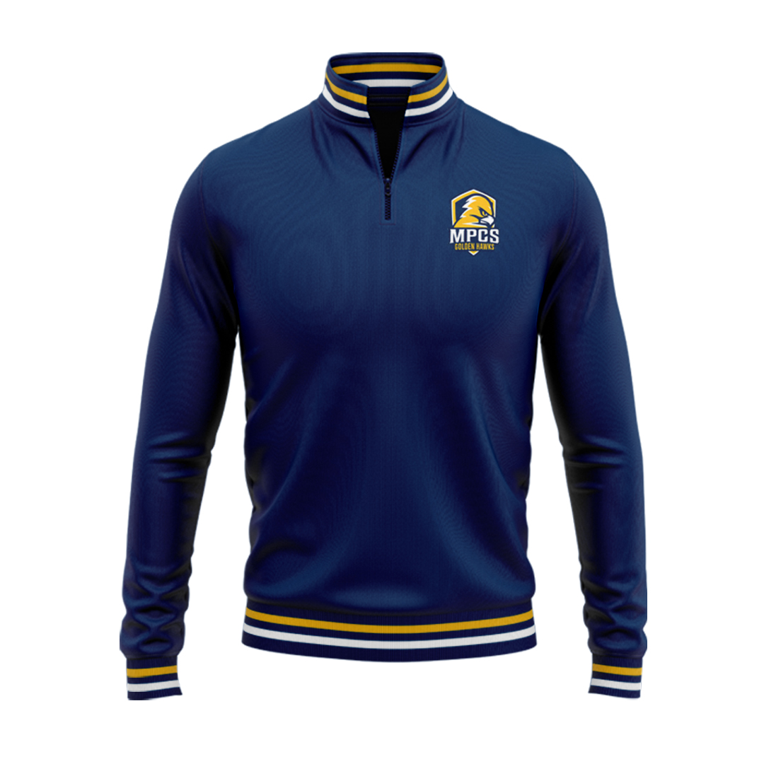 MPCS Athletics 1/4 Quarter Zip Navy with Stripes