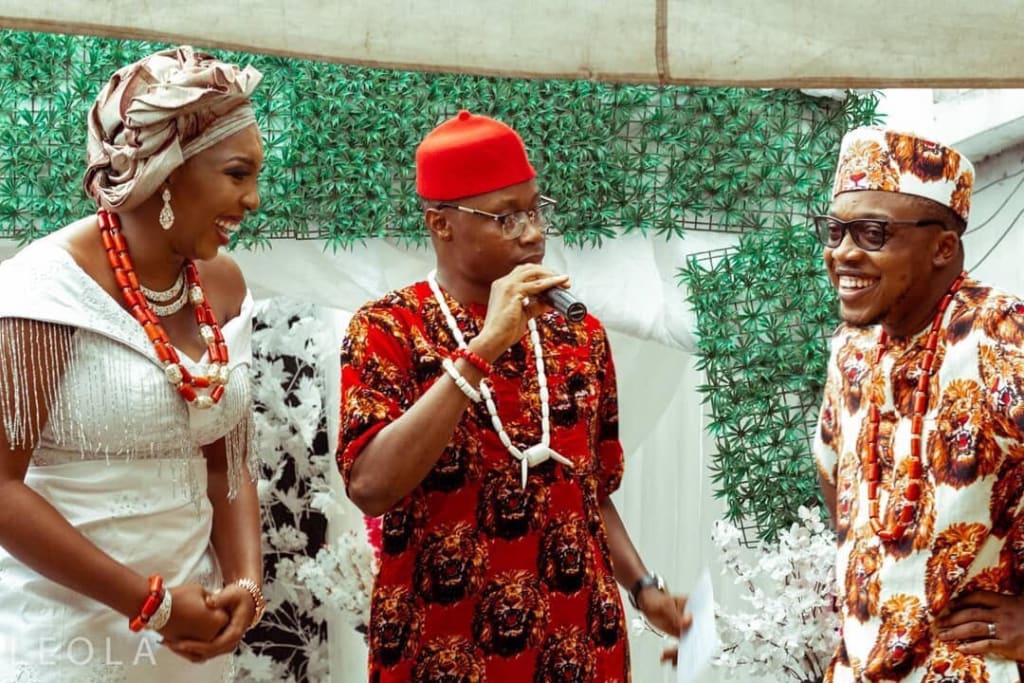 Dr. George The Talk Doctor as an MC at Aproko Doctor's wedding