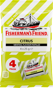 Fisherman's Friend Citrus Menthol Pastilles Sugarfree 4-pack 100 g
