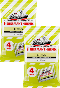 Fisherman's Friend Citrus Menthol Pastilles Sugarfree 4-pack 2x100 g