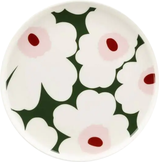Marimekko - Plate White, Dark Green, Light Pink 20cm