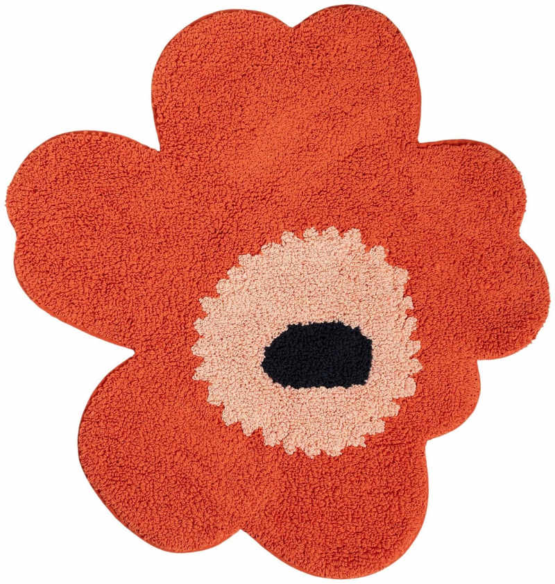 Marimekko - Bath Mat Orange Red, Powder, Charcoal 73x74cm
