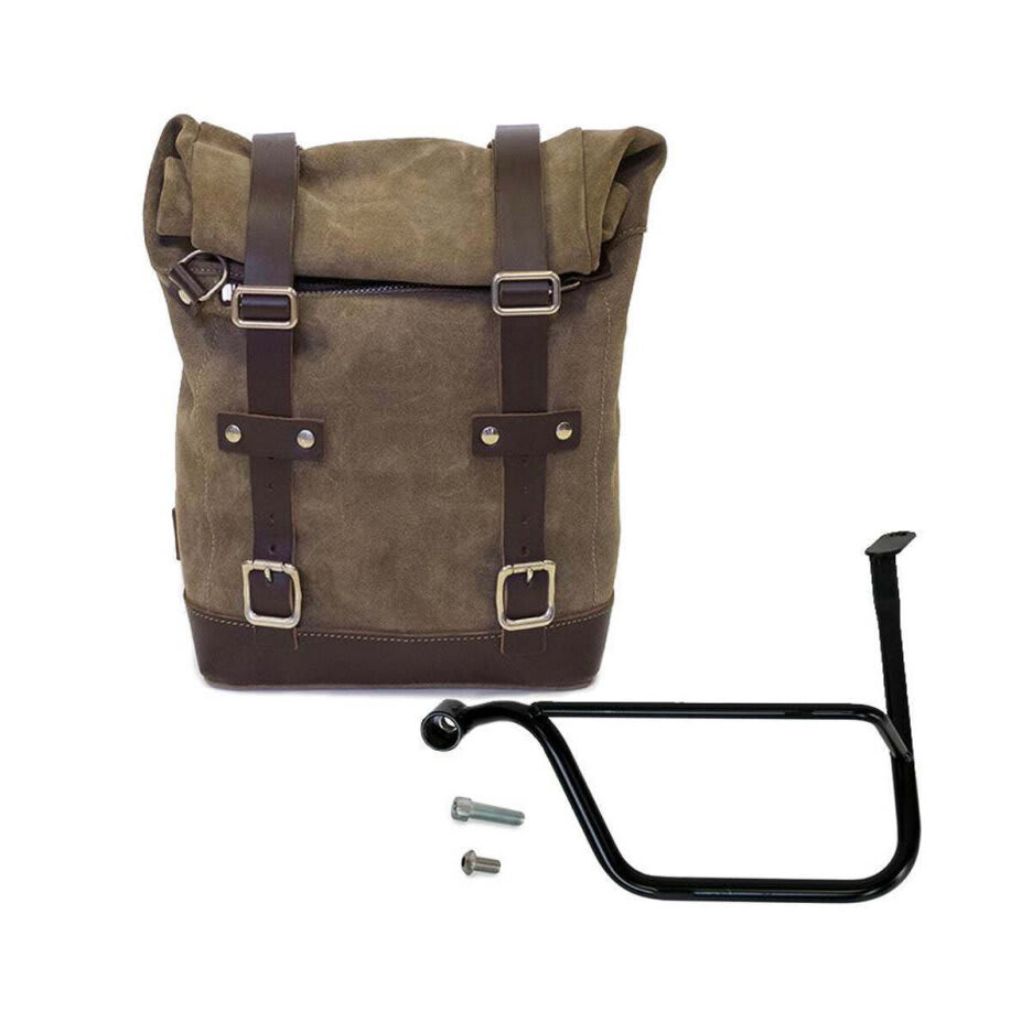 Bolsa lateral en piel dividida + marco izquierdo Triumph Thruxton 1200 & Speed Twin 1200 U002+1020SX - Grey