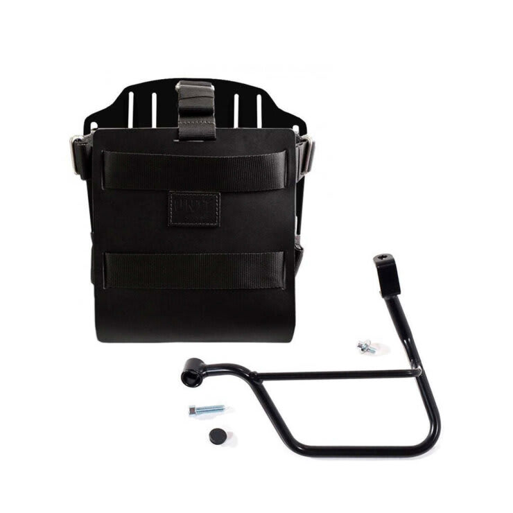 Portabolsa de aluminio con frontal de cuero ajustable, enganche rápido y marco U085+U000+1011SX - Black/Black