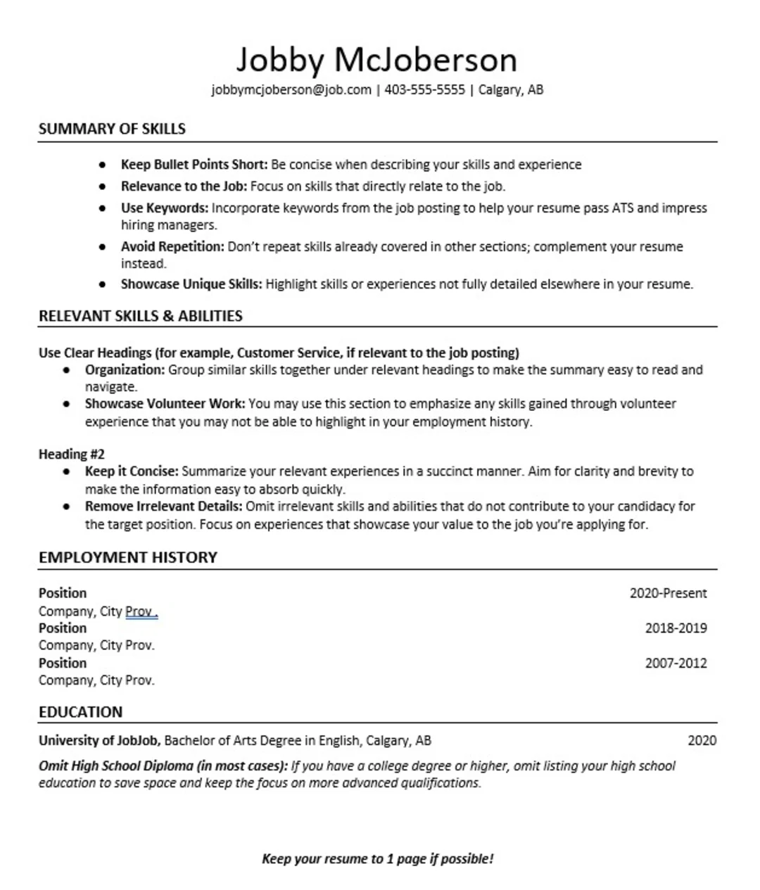 Functional Resume - Example