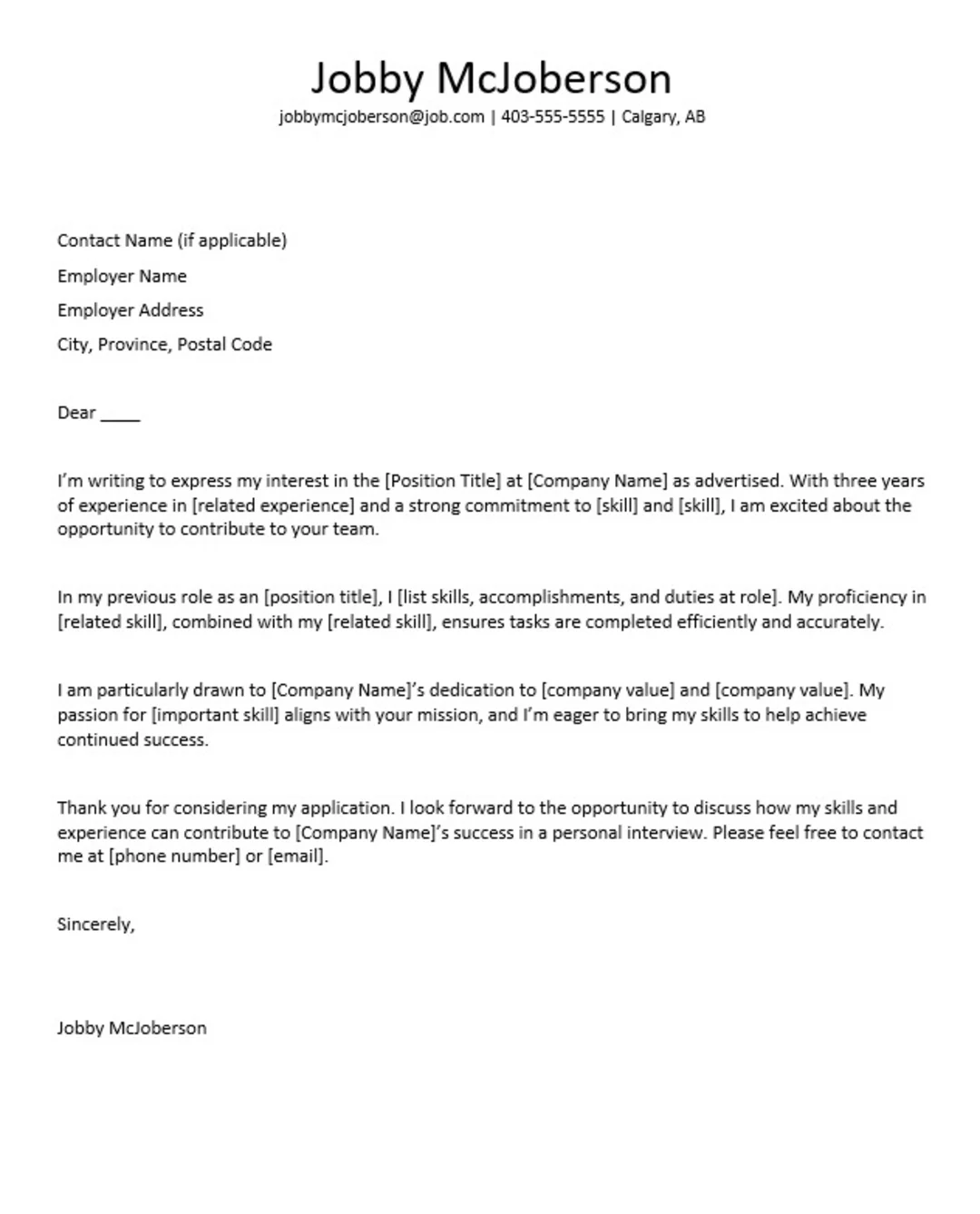 Cover Letter Example