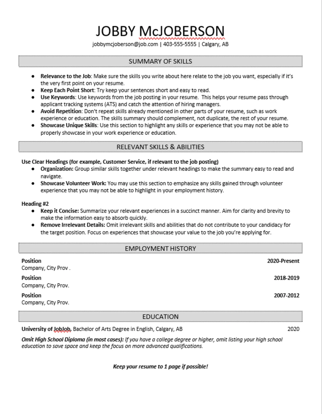 Functional Resume - Example C
