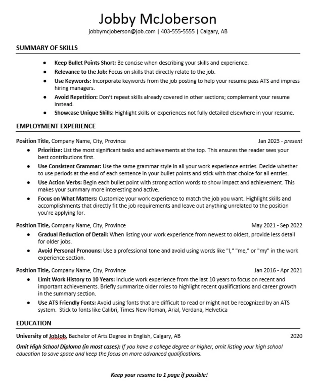 Chronological Resume - Example