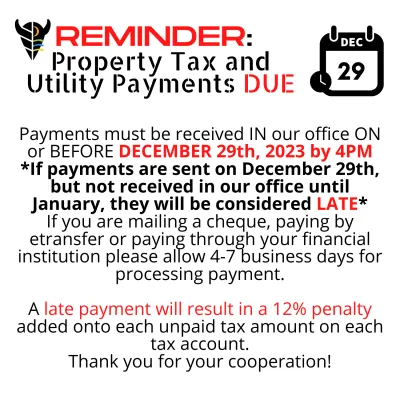 PROPERTY TAX AND UTILITY PAYMENT REMINDER