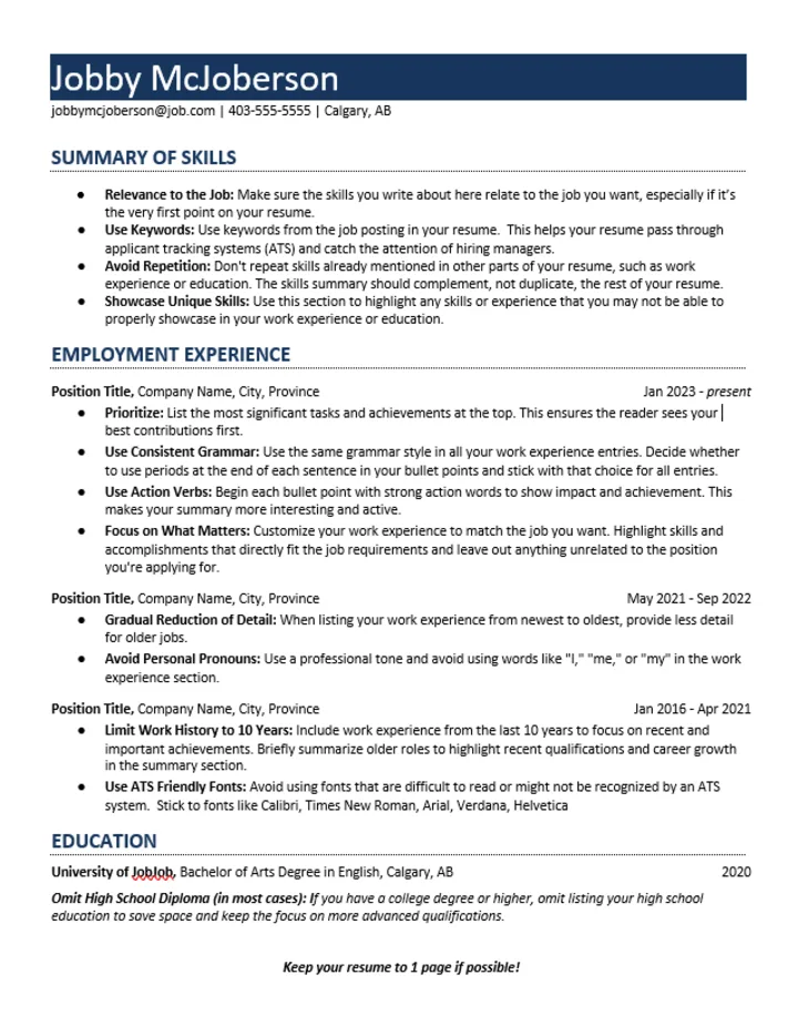 Chronological Resume - Example B