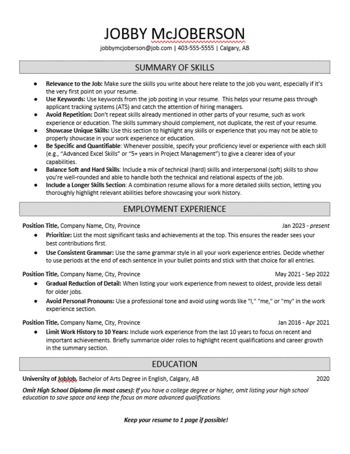 Combination Resume - Example C