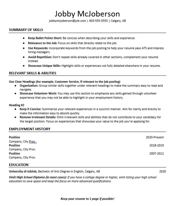 Functional Resume - Example