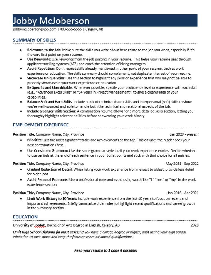 Combination Resume - Example B