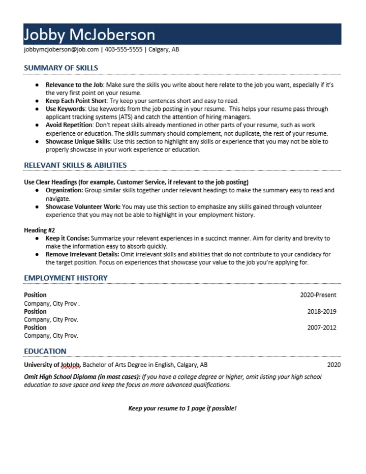 Functional Resume - Example B