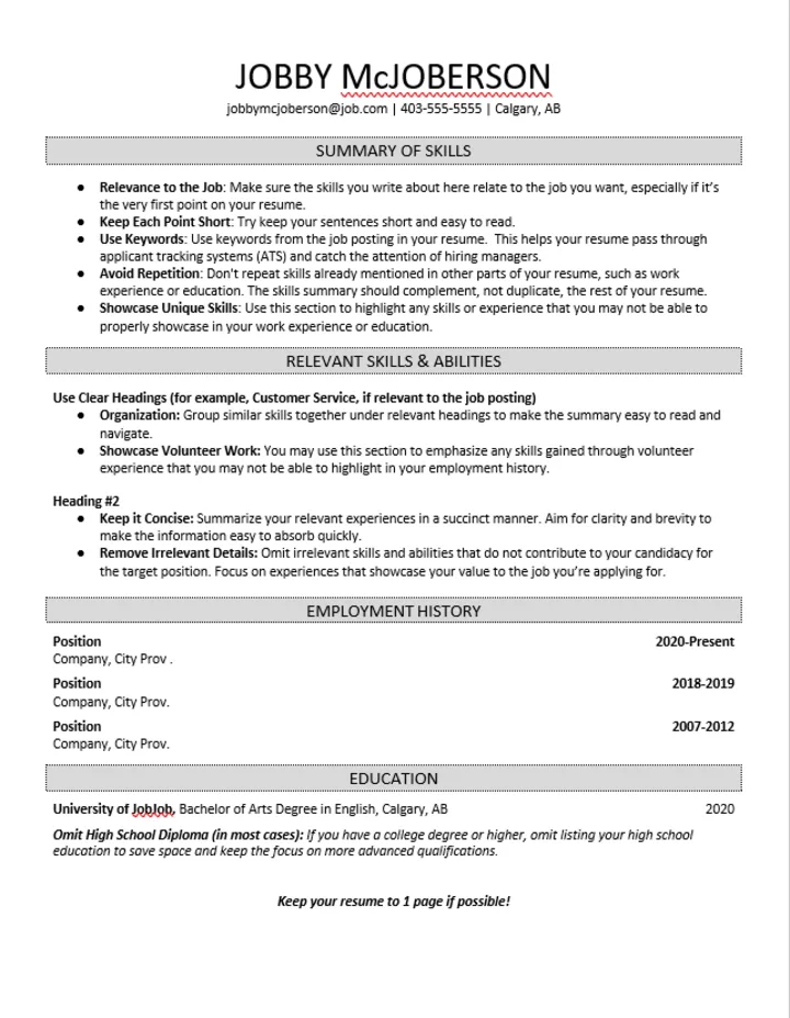 Functional Resume - Example C