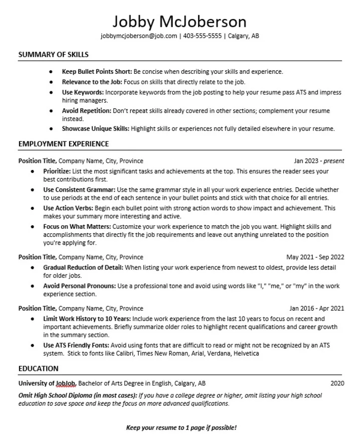 Chronological Resume - Example