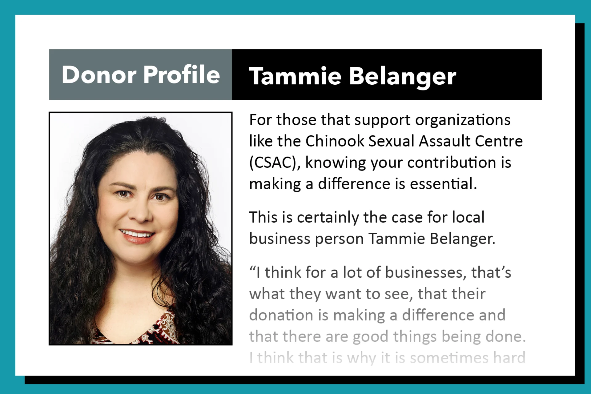 Donor Profile: Tammie Belanger Banner Image