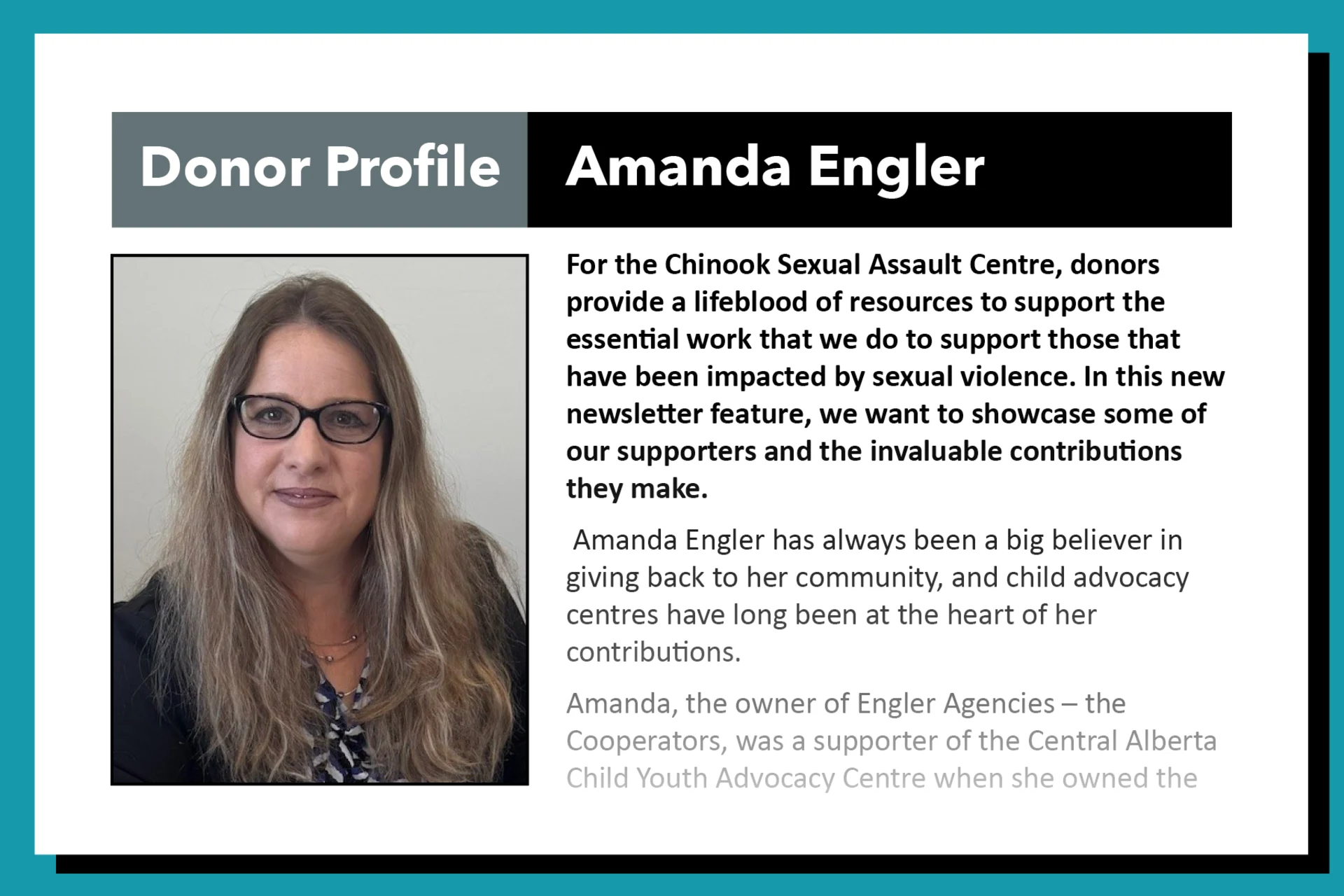 Donor profile - Amanda Engler Banner Image