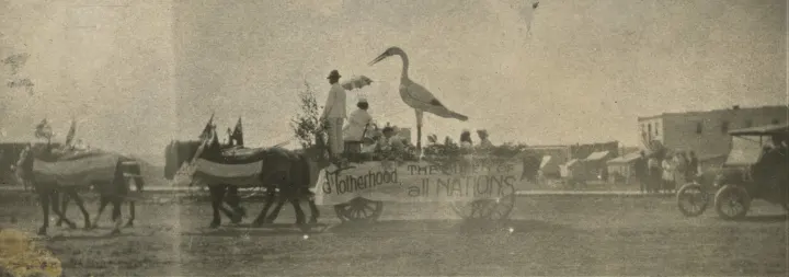 Shaunavon’s 1914 Frontier Day was claimed to be possibly one of the best stampedes ever staged in the west. The Shaunavon Standard reported that “over 4,000 people jammed the town to its capacity, cramming all available rooming houses and creating a boom in the restaurant business, while a band of Cree Indians camped outside the village.”

The celebration featured an opening parade and rodeo events including a bucking contest, steer tying, cowboy relay race, boys’ pony race, half mile free-for-all and farmer’s buggy race.  A baseball tournament and football game were also a part of the excitement – but one of the most unusual and popular activities held during the celebration was the baby show.

The baby show at the bowery “drew a large crowd and the youngsters made a fine display.” The children, ages 1 month to 3 years, were divided into seven classes and judged in several categories including best developed boy, best developed girl, heaviest boy, heaviest girl, prettiest boy, prettiest girl, tiniest girl, tallest boy, best natured, fairest girl, best behaved and strongest boy.