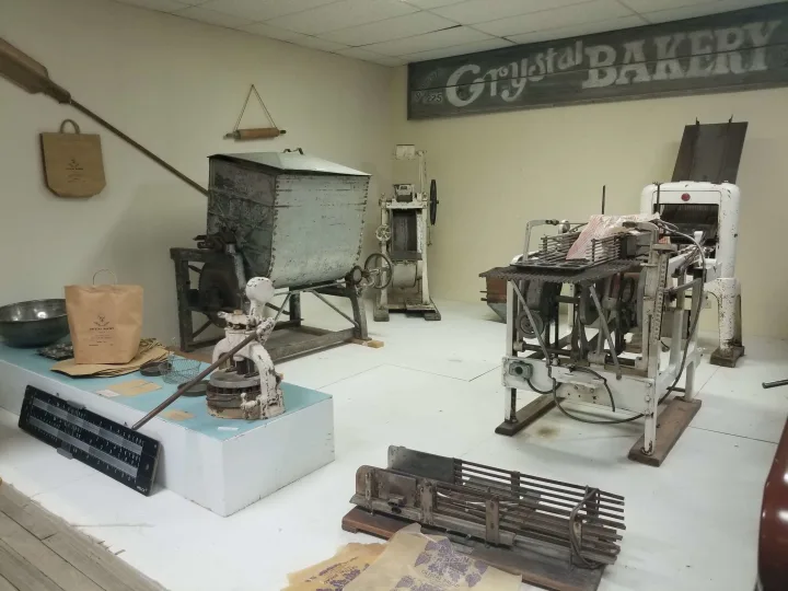 Visit the Crystal Bakery exhibit at the Grand Coteau Heritage & Cultural Centre Museum. The exhibit features a selection of equipment, tools and custom printed packaging that were once used at the bakery.