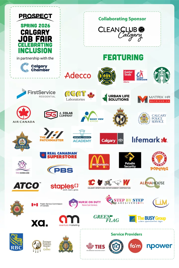 Spring 2026 Calgary Job Fair Celebrating Inclusion   17 Mar2026   Logos