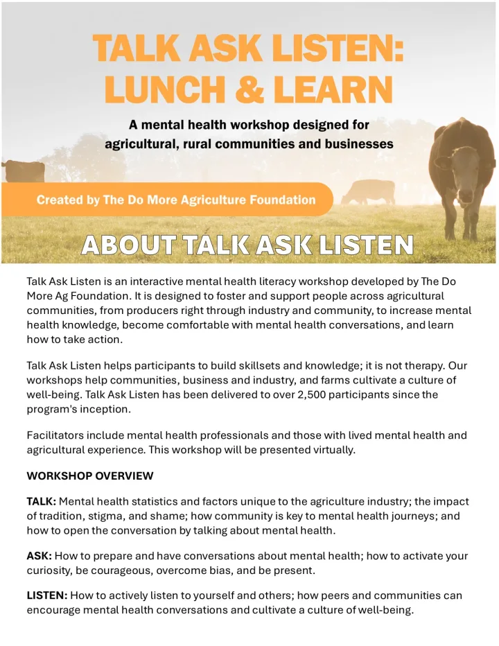 Talk Ask Listen Workshop Information