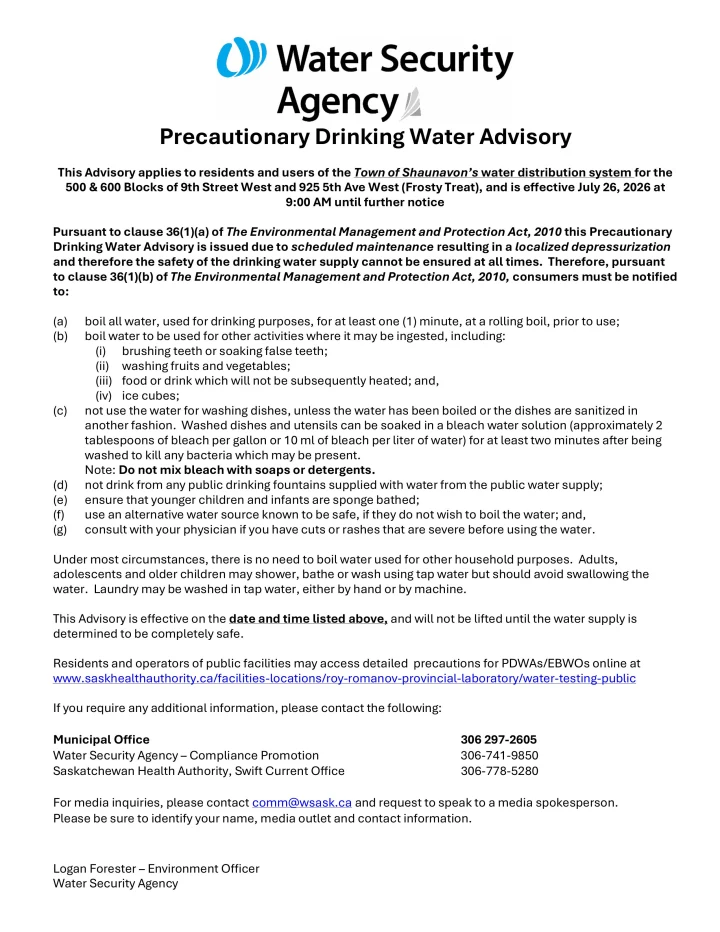 GATE VALVE REPLACEMENT July 26 - 9th St W