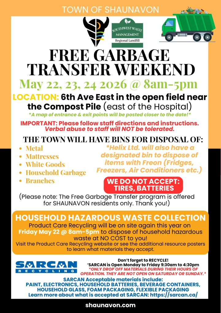 FREE GARBAGE TRANSFER WEEKEND 2026