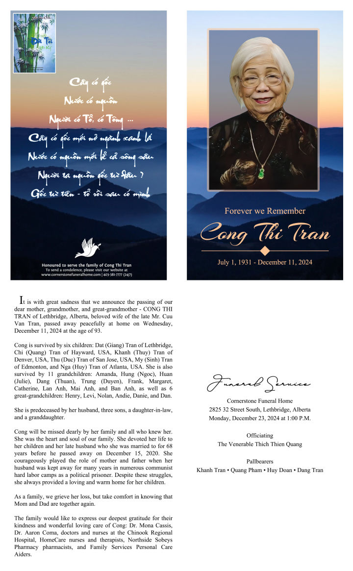 Cornerstone Funeral Home Cong Tran