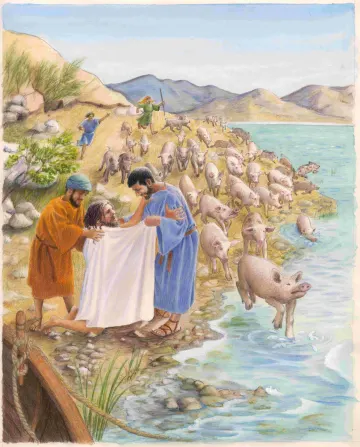 Jésus chasse des esprits mauvais